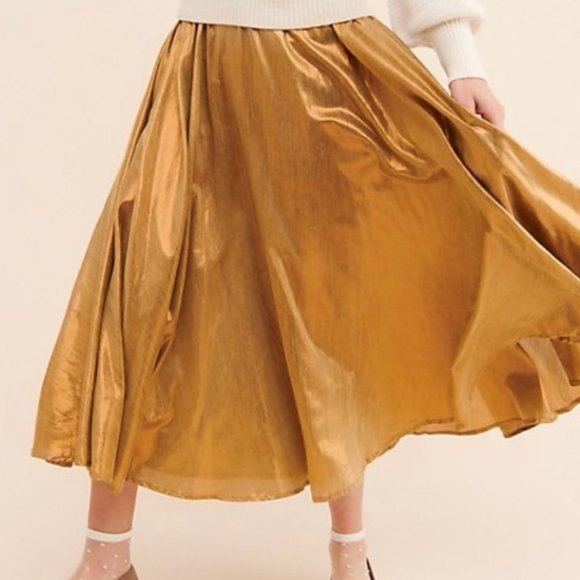 Mes Demoiselles Dresses & Skirts - Free People Mes Demoiselles Gold Metallic Skirt